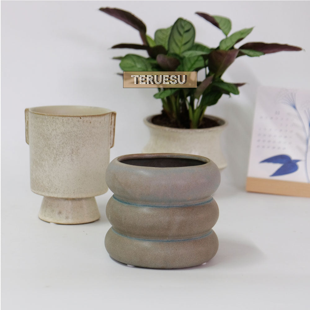植木鉢 お洒落 テルエス 鉢カバー 底穴なし 陶器鉢 径12cm 高さ16cm