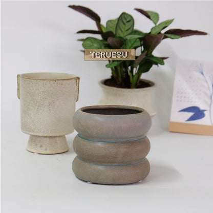 植木鉢 お洒落 テルエス 鉢カバー 底穴なし 陶器鉢 径12cm 高さ16cm