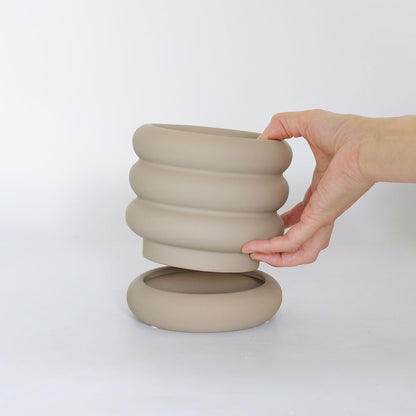 植木鉢 おしゃれ 陶器鉢 ヴィエノ13 受皿付 径13.5cm 高11.5cm 底穴あり