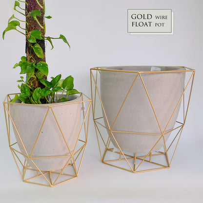 ワイヤーフロートポット ゴールド フラワースタンド 鉢台 植木鉢スタンド デザイン性の高い 8号鉢対応 6号鉢対応