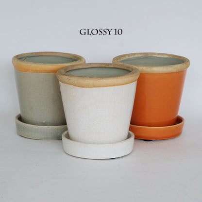 植木鉢  glossy pot 10 おしゃれ 陶器鉢 パステルカラーカラフル 径10cm 高9cm 底穴あり