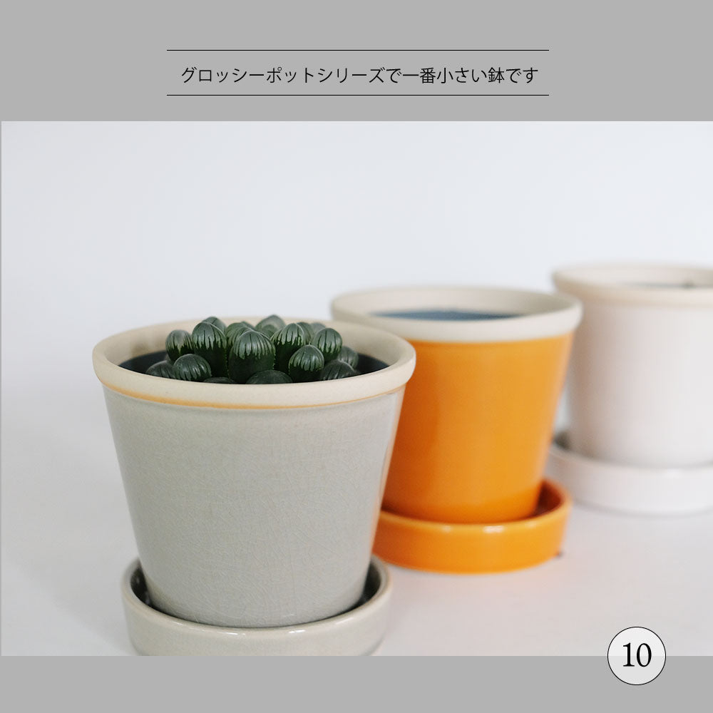 植木鉢  glossy pot 10 おしゃれ 陶器鉢 パステルカラーカラフル 径10cm 高9cm 底穴あり