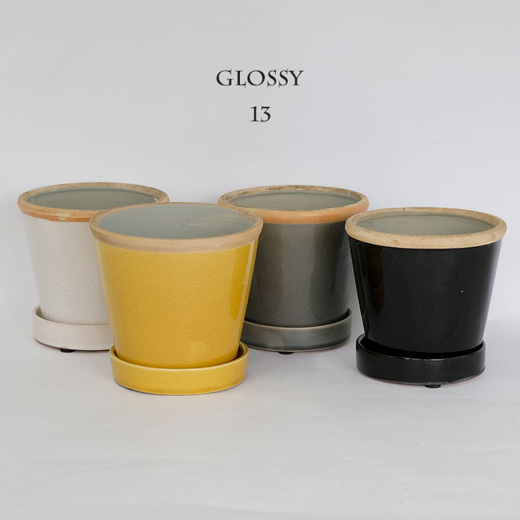 glossy pot 13 植木鉢 おしゃれ 陶器鉢 パステルカラー カラフル 室内 径13cm 高11.5cm 底穴あり