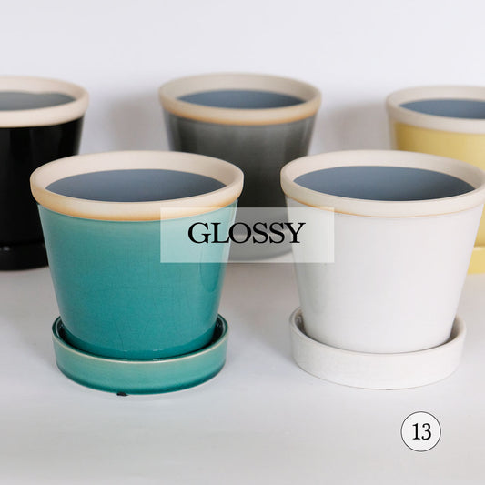 glossy pot 13 植木鉢 おしゃれ 陶器鉢 パステルカラー カラフル 室内 径13cm 高11.5cm 底穴あり