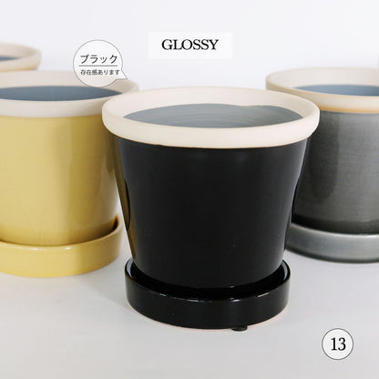 glossy pot 13 植木鉢 おしゃれ 陶器鉢 パステルカラー カラフル 室内 径13cm 高11.5cm 底穴あり