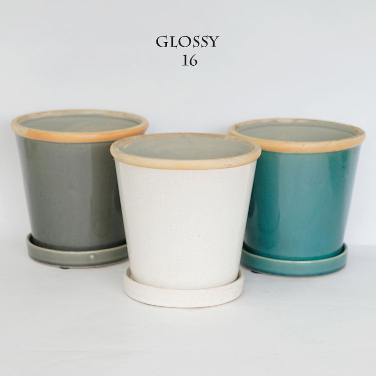 植木鉢  glossy pot 16 おしゃれ 陶器鉢 パステルカラー カラフル 径16cm 高16cm 底穴あり