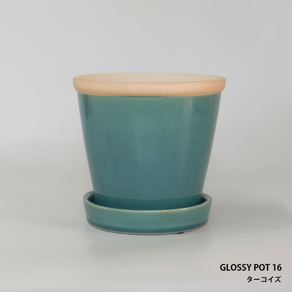 植木鉢  glossy pot 16 おしゃれ 陶器鉢 パステルカラー カラフル 径16cm 高16cm 底穴あり