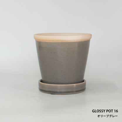 植木鉢  glossy pot 16 おしゃれ 陶器鉢 パステルカラー カラフル 径16cm 高16cm 底穴あり