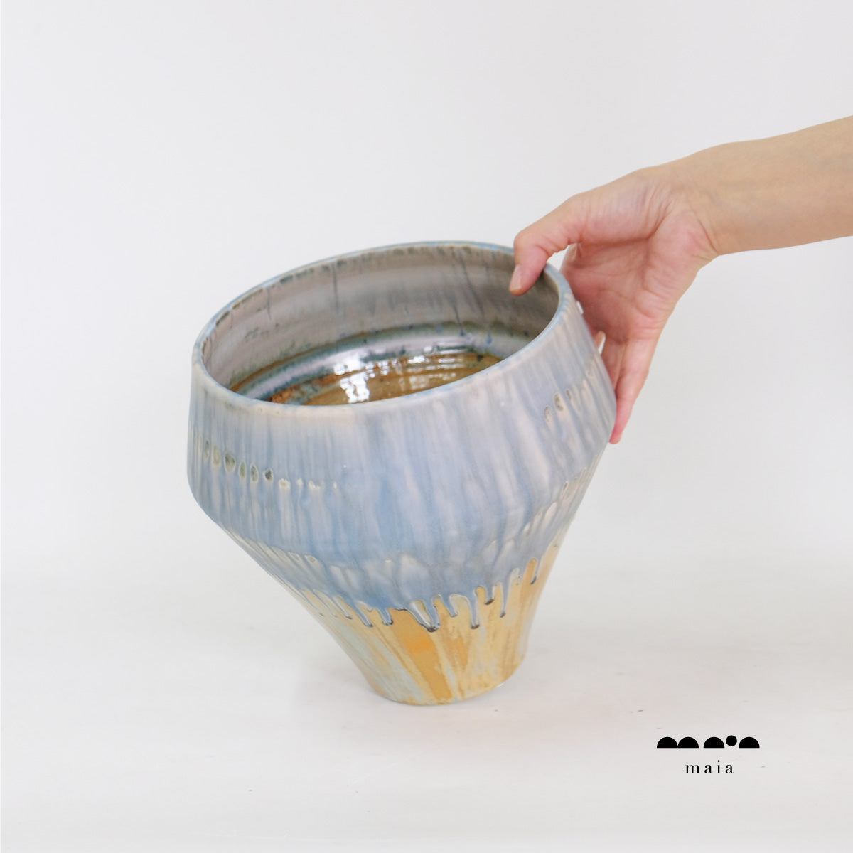 鉢カバー ゴロンド おしゃれ 陶器 maia  径23cm 高さ22cm マイア