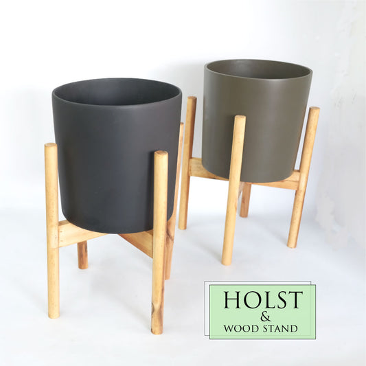 【送料無料 】HOLST26 鉢カバーGY/OL スタンド 付フラワースタンド 鉢台 植木鉢 スタンド