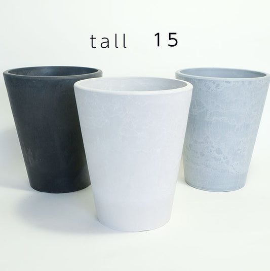 植木鉢 プラポット  トール15 頑丈 塊根植物 多肉 径15cm 高さ19cm 深鉢 プラスチック鉢 ホワイト グレー ブラック
