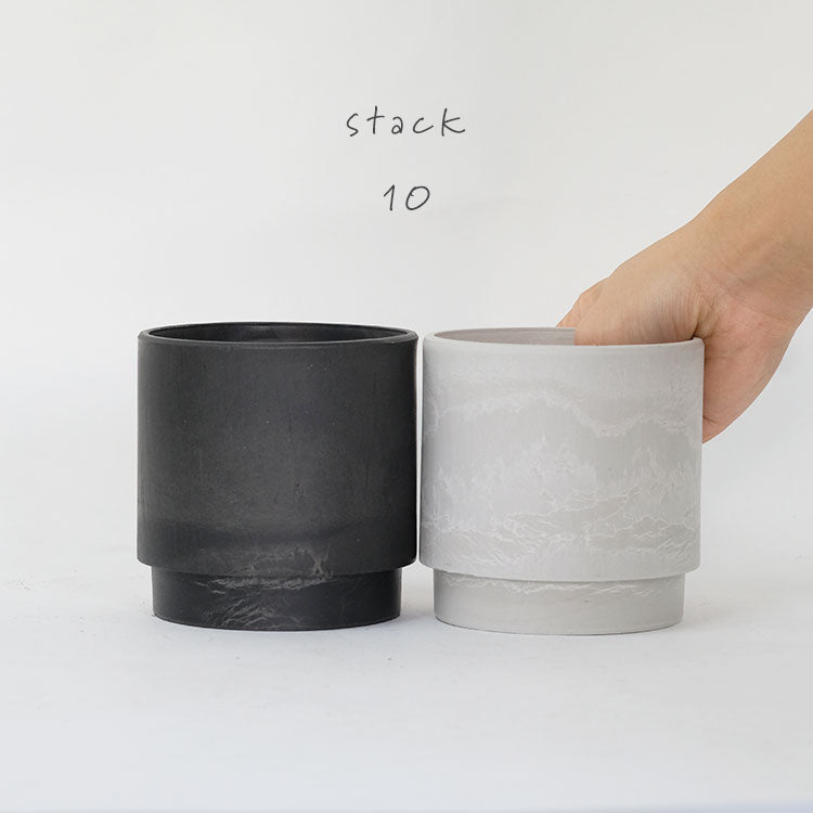 植木鉢 おしゃれ 軽い スタック10 サボテン 頑丈 塊根植物 多肉 黒プラスチック鉢 径10cm 高さ10cm 積み重ね プラスチック鉢 ホワイト グレー ブラック