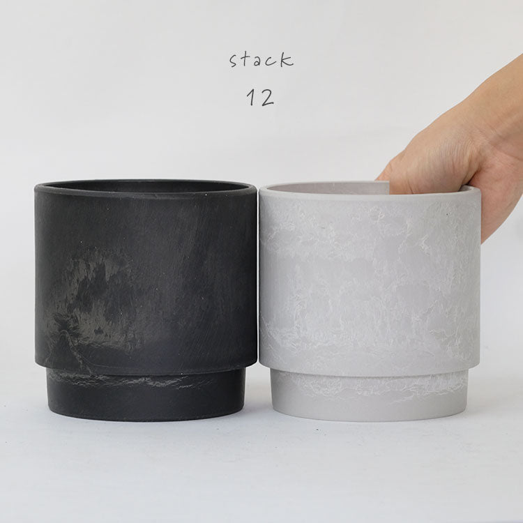 植木鉢 おしゃれ 軽い スタック12 サボテン 頑丈 塊根植物 多肉 黒プラスチック鉢 径12cm 高さ12cm 積み重ね プラスチック鉢 ホワイト グレー ブラック