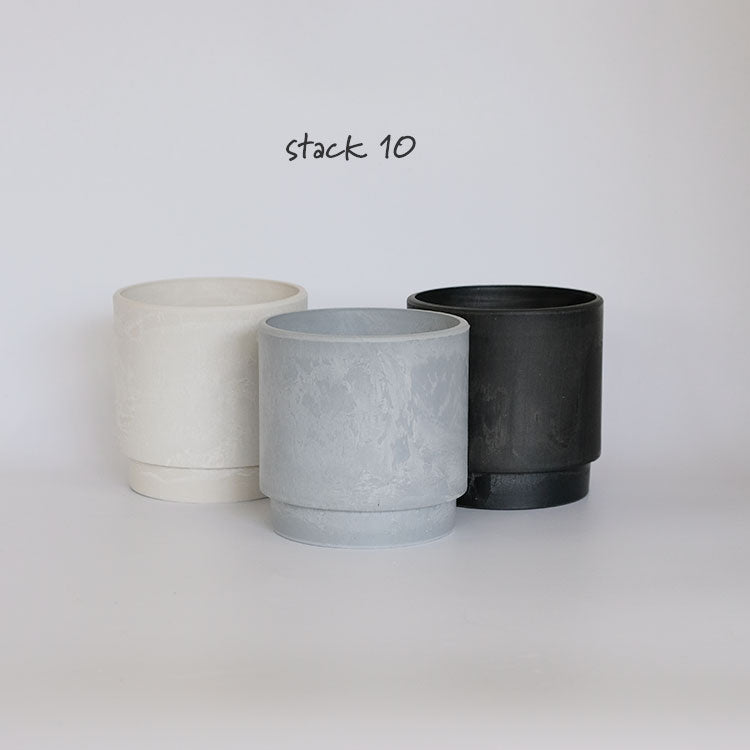 植木鉢 おしゃれ 軽い スタック10 サボテン 頑丈 塊根植物 多肉 黒プラスチック鉢 径10cm 高さ10cm 積み重ね プラスチック鉢 ホワイト グレー ブラック