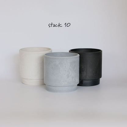 植木鉢 おしゃれ 軽い スタック10 サボテン 頑丈 塊根植物 多肉 黒プラスチック鉢 径10cm 高さ10cm 積み重ね プラスチック鉢 ホワイト グレー ブラック
