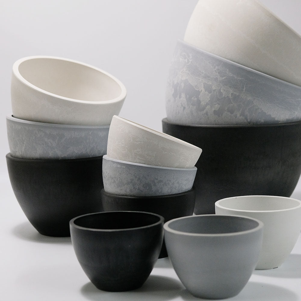植木鉢 W&G ポット bowl 20 サボテン 頑丈 おしゃれ 塊根植物 多肉 黒プラスチック鉢 ホワイト グレー