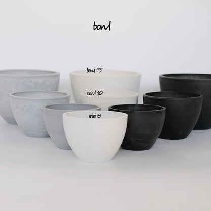 植木鉢 W&G ポット bowl 20 サボテン 頑丈 おしゃれ 塊根植物 多肉 黒プラスチック鉢 ホワイト グレー