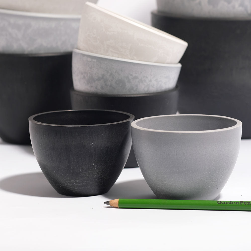 植木鉢 W&G ポット bowl 20 サボテン 頑丈 おしゃれ 塊根植物 多肉 黒プラスチック鉢 ホワイト グレー