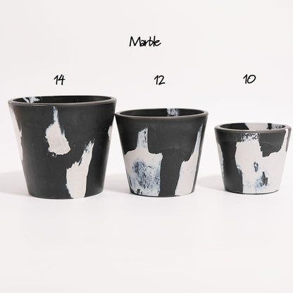 黒プラ鉢  マーブルポット 12 BLACK PLASTIC POT おしゃれ 塊根植物 多肉 黒プラスチック鉢 コーデックス 径12cm 高さ10cm 黒白