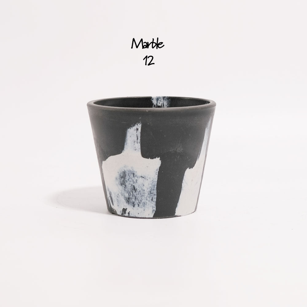 黒プラ鉢  マーブルポット 12 BLACK PLASTIC POT おしゃれ 塊根植物 多肉 黒プラスチック鉢 コーデックス 径12cm 高さ10cm 黒白