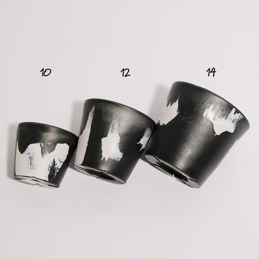 黒プラ鉢  マーブルポット 12 BLACK PLASTIC POT おしゃれ 塊根植物 多肉 黒プラスチック鉢 コーデックス 径12cm 高さ10cm 黒白