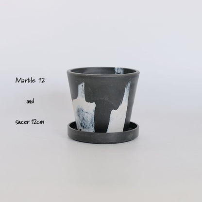 黒プラ鉢  マーブルポット 12 BLACK PLASTIC POT おしゃれ 塊根植物 多肉 黒プラスチック鉢 コーデックス 径12cm 高さ10cm 黒白