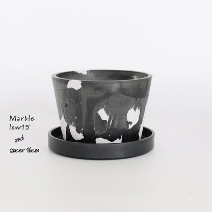 黒プラ鉢 マーブルポット ロータイプ15 サボテン 頑丈 おしゃれ 塊根植物 多肉 黒プラスチック鉢 コーデックス 径15cm 高さ10cm アガベ