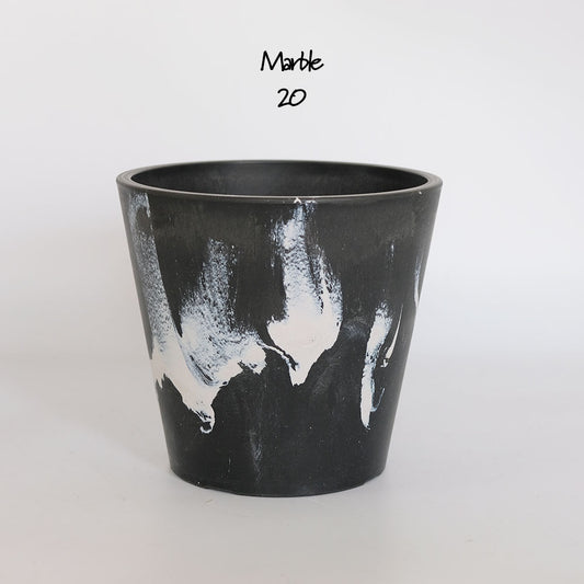 黒プラ鉢  マーブルポット 20 サボテン 頑丈 おしゃれ 塊根植物 多肉 黒プラスチック鉢 径20cm 高さ18cm スタンダード 黒白