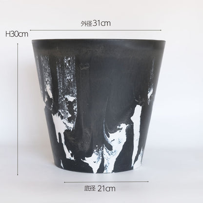 黒プラ鉢  マーブルポット31ハイタイプ 頑丈 塊根植物 多肉 黒プラスチック鉢 コーデックス 径31cm 高さ30cm 黒白