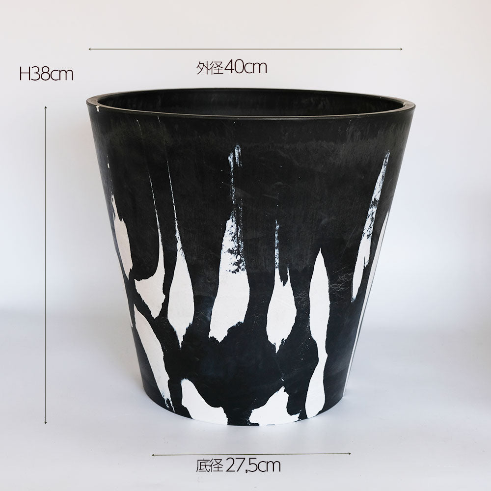 マーブルポット40 ハイタイプ頑丈 塊根植物 多肉 黒プラスチック鉢 10号鉢対応 径40cm 高さ38cm 黒白