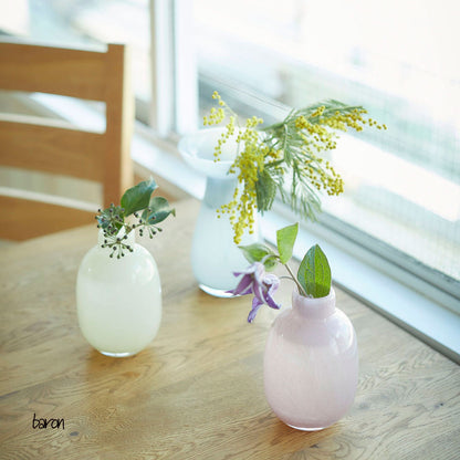 花瓶 おしゃれ ミルキー GLASS フラワーベース バロン 花瓶 かわいい 志成販売