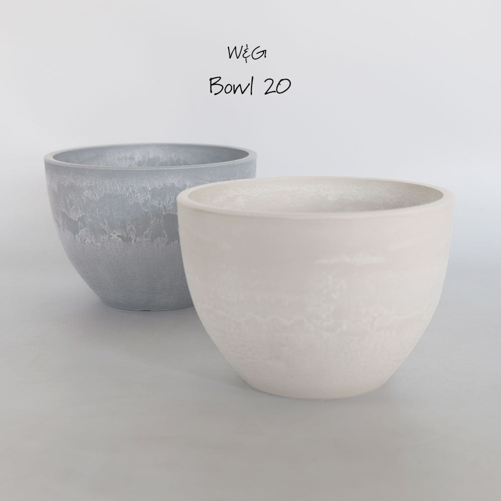 植木鉢 W&G ポット bowl 20 サボテン 頑丈 おしゃれ 塊根植物 多肉 黒プラスチック鉢 ホワイト グレー