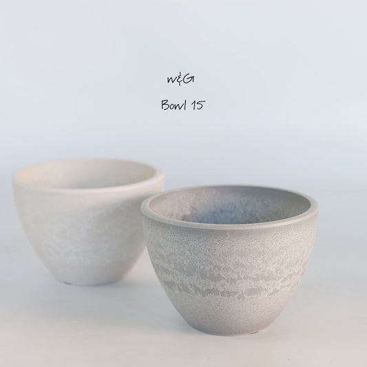 植木鉢 w＆G bowl 15 サボテン 頑丈 おしゃれ 塊根植物 多肉 黒プラスチック鉢 径15cm 高さ11cm ホワイト グレー