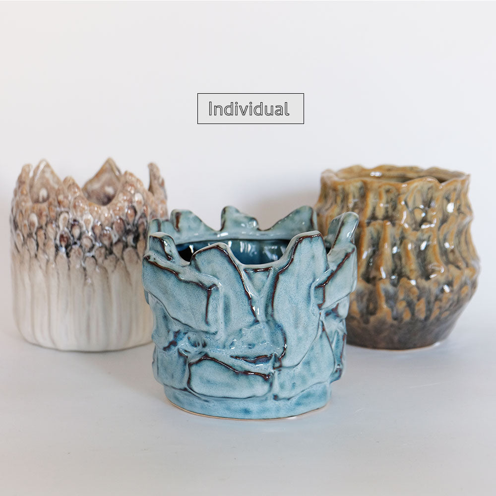 植木鉢 ユニーク individual pot FK 陶器鉢 底穴あり セラミックポット 変形鉢