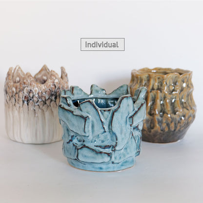 植木鉢 ユニーク individual pot FK 陶器鉢 底穴あり セラミックポット 変形鉢