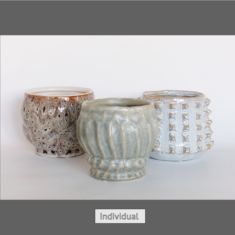植木鉢 ユニーク individual pot FK 陶器鉢 底穴あり セラミックポット 変形鉢