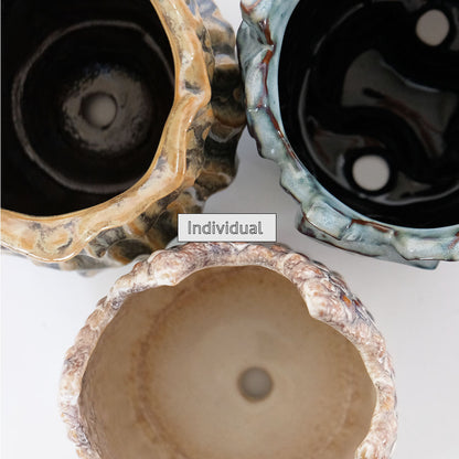 植木鉢 ユニーク individual pot FK 陶器鉢 底穴あり セラミックポット 変形鉢
