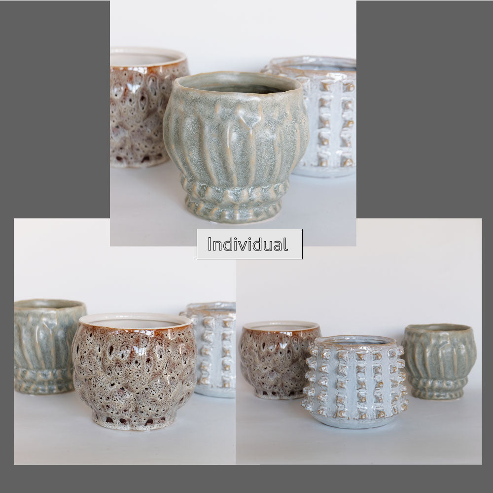 植木鉢 ユニーク individual pot FK 陶器鉢 底穴あり セラミックポット 変形鉢