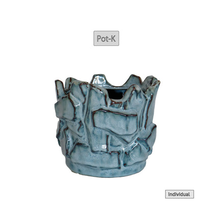 植木鉢 ユニーク individual pot FK 陶器鉢 底穴あり セラミックポット 変形鉢