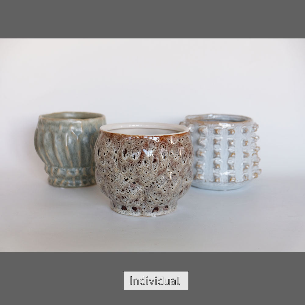 植木鉢 ユニーク individual pot FK 陶器鉢 底穴あり セラミックポット 変形鉢