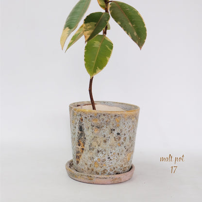 植木鉢 おしゃれ モトルポット 17 受皿付 5号鉢 陶器鉢 セラミック鉢 径17.5cm 高18cm 底穴あり