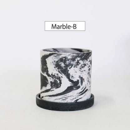 植木鉢 おしゃれ Meld 受皿付き 底穴有り 人口石材 シンプル シリンダー モノトーン シック 径10-13cm 高10-13cm S/Mサイズ  tronco
