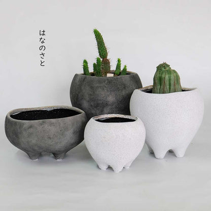 はなのさとL 植木鉢 おしゃれ セラミック 和洋折衷 底穴あり 径17.5cm 高16.5cm 底穴あり