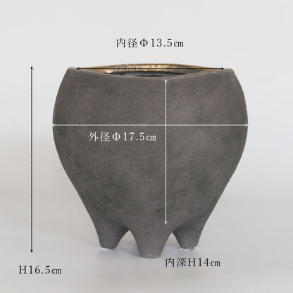 はなのさとL 植木鉢 おしゃれ セラミック 和洋折衷 底穴あり 径17.5cm 高16.5cm 底穴あり