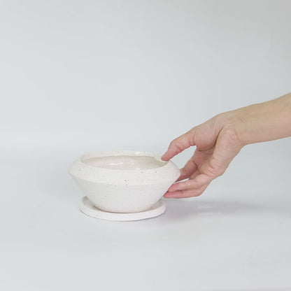 植木鉢 おしゃれ 陶器 イオニアサークルS 受皿付 セラミック鉢 径16cm 高7cm ホワイト 底穴あり