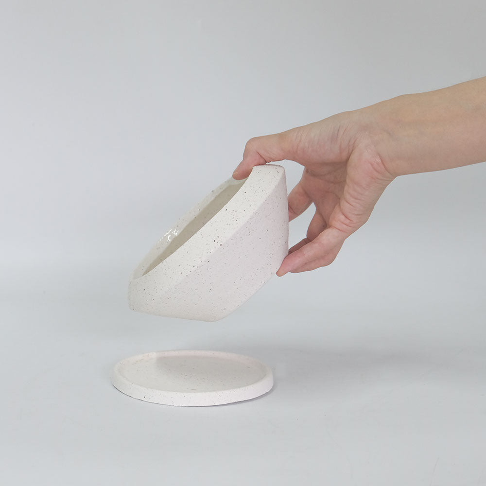 植木鉢 おしゃれ 陶器 イオニアサークルS 受皿付 セラミック鉢 径16cm 高7cm ホワイト 底穴あり