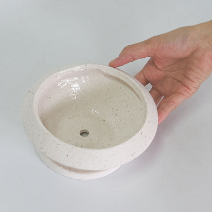 植木鉢 おしゃれ 陶器 イオニアサークルS 受皿付 セラミック鉢 径16cm 高7cm ホワイト 底穴あり