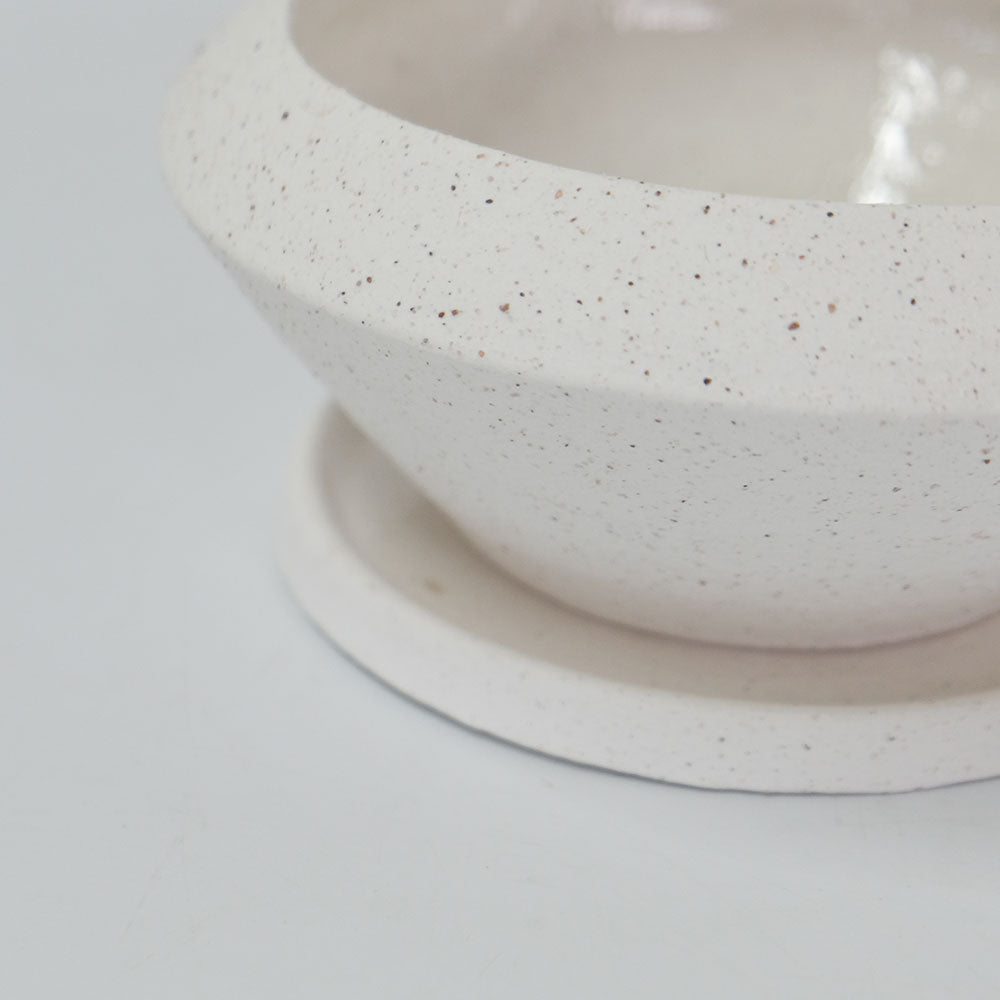 植木鉢 おしゃれ 陶器 イオニアサークルS 受皿付 セラミック鉢 径16cm 高7cm ホワイト 底穴あり