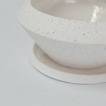 植木鉢 おしゃれ 陶器 イオニアサークルS 受皿付 セラミック鉢 径16cm 高7cm ホワイト 底穴あり