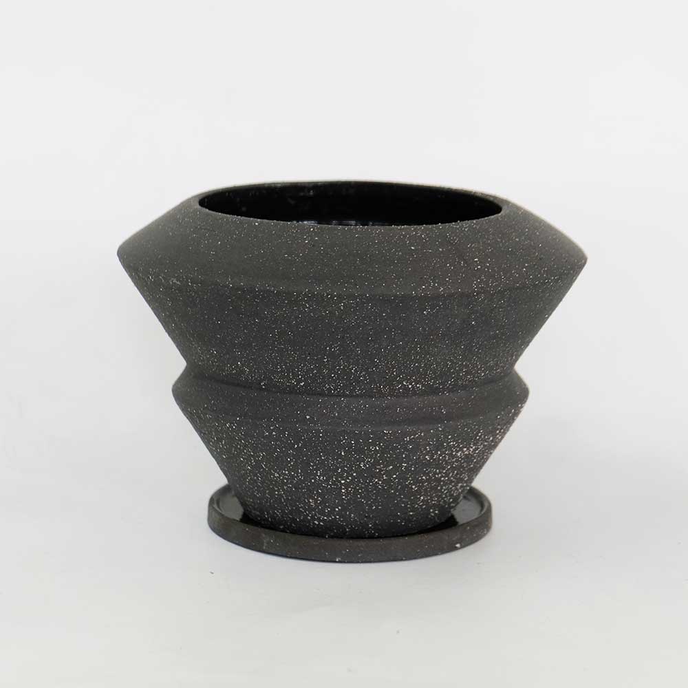 イオニアダブル21 受皿付 植木鉢 陶器 おしゃれ シンプル セラミック 陶器鉢 径21cm 高15cm 底穴あり